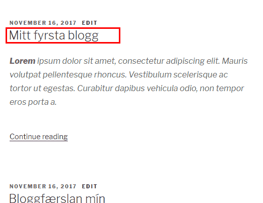 Bloggfærsla í WordPress
