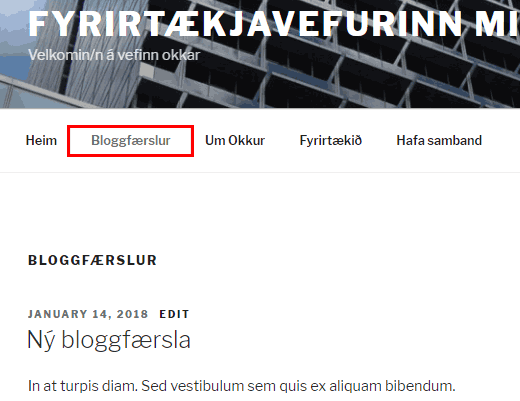 WordPress haus sem sýnir bloggfærslur
