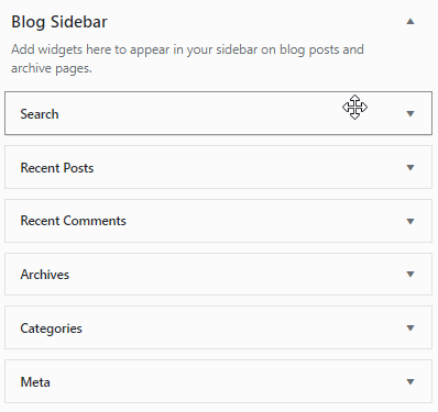 Myndin sýnir hvernig þú færir Widgets tilí WordPress mælaborðinu