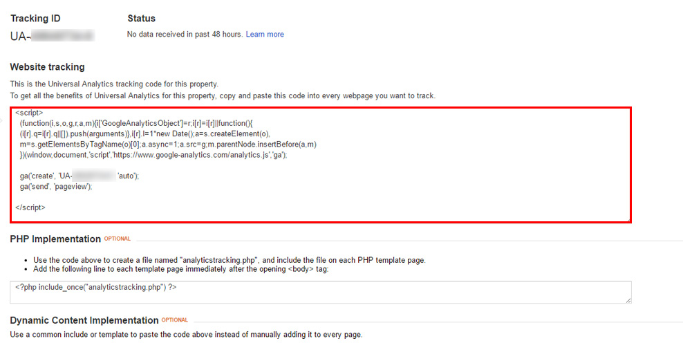 Google tracking kóði