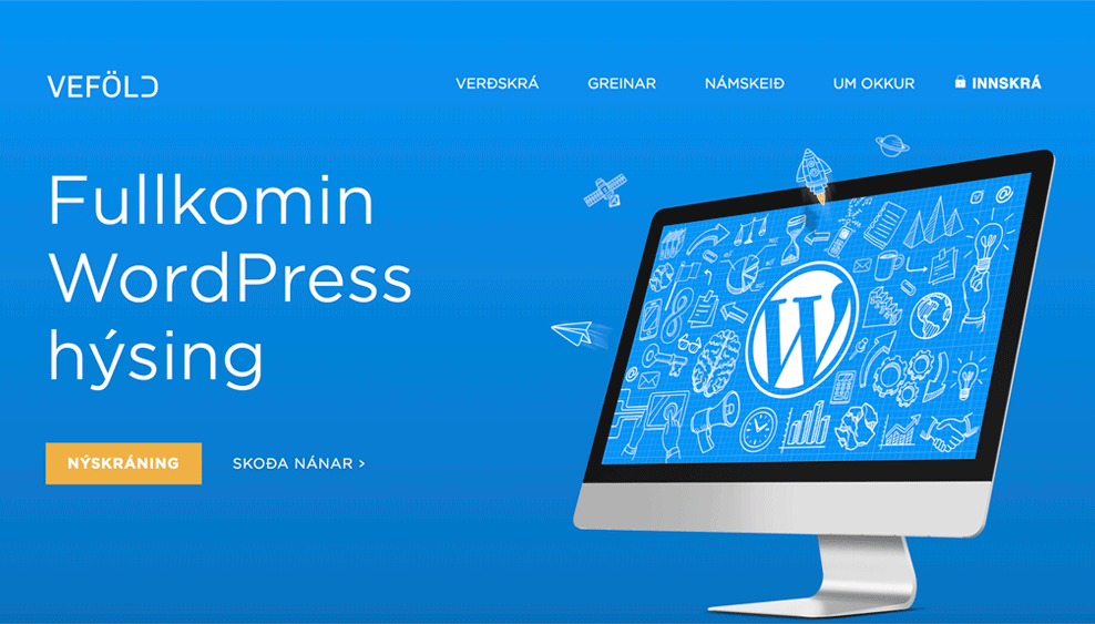 Þessi mynd sýnir skjáskot af forsíðu Vefaldar