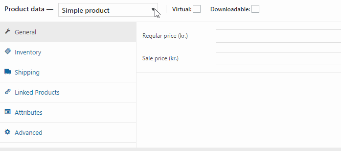 WooCommerce product data