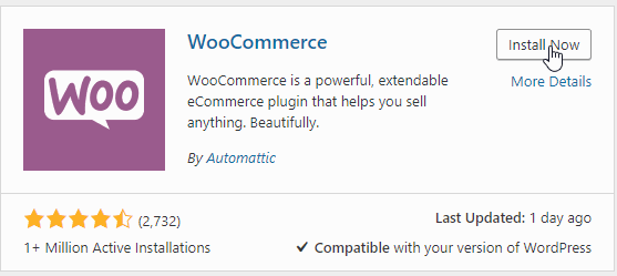 Mynd sýnir WooCommerce uppsetningu