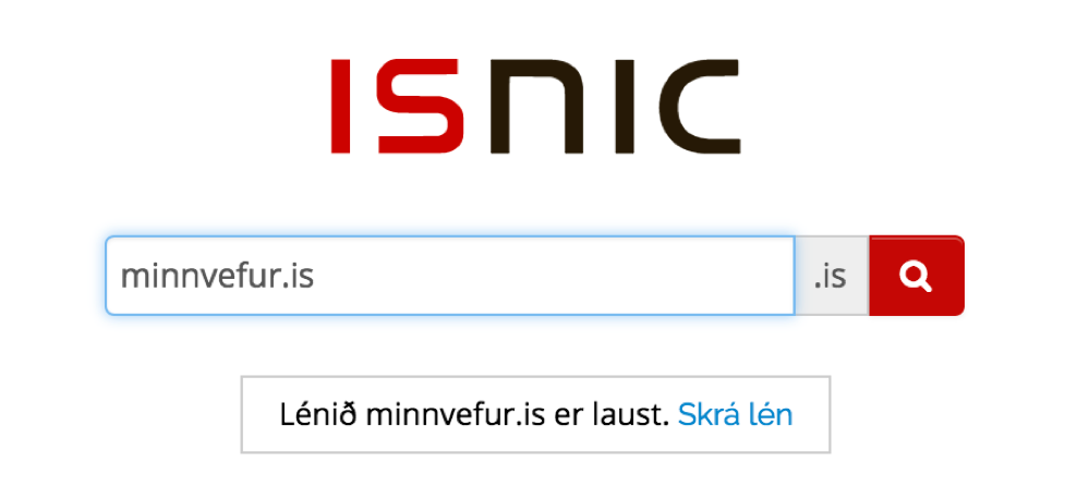 Mynd af ISNIC leitarglugga