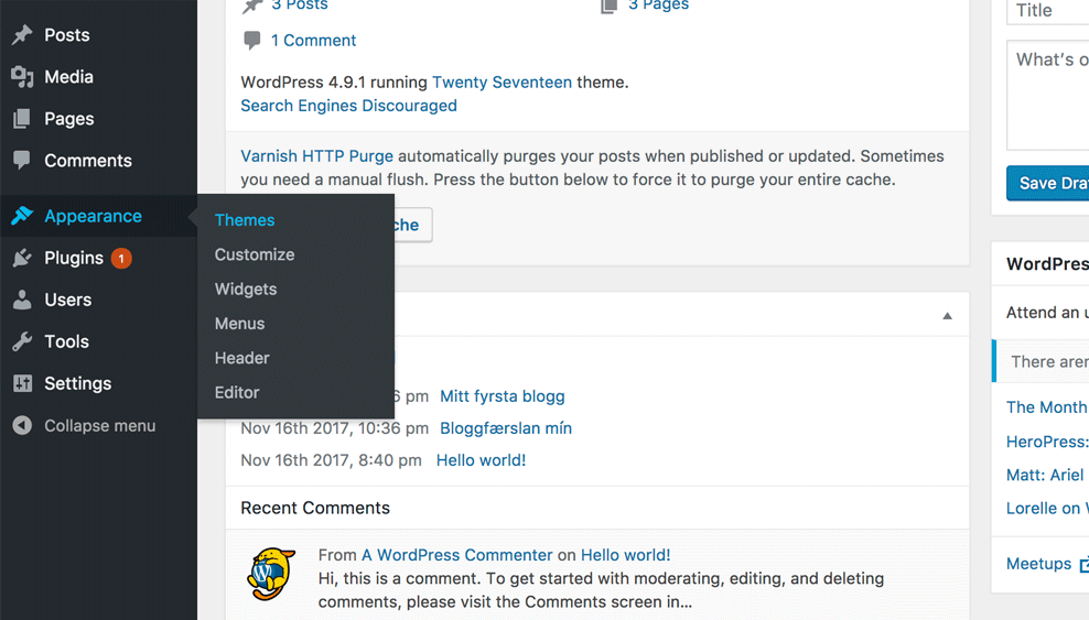 Nýtt útlit í bakenda WordPress
