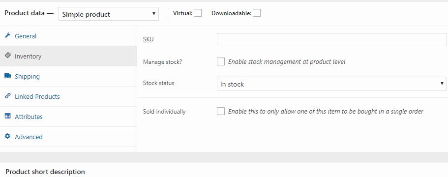 WooCommerce inventory stillingar