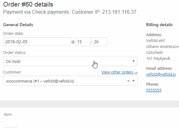 WooCommerce order status